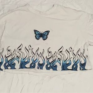 💗 Blue Butterfly Flames Crop top 💗